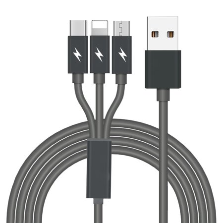 AMPD 3 in 1 Multi Tip USB Connection Cable Black AA-USB-3IN1-BLACK